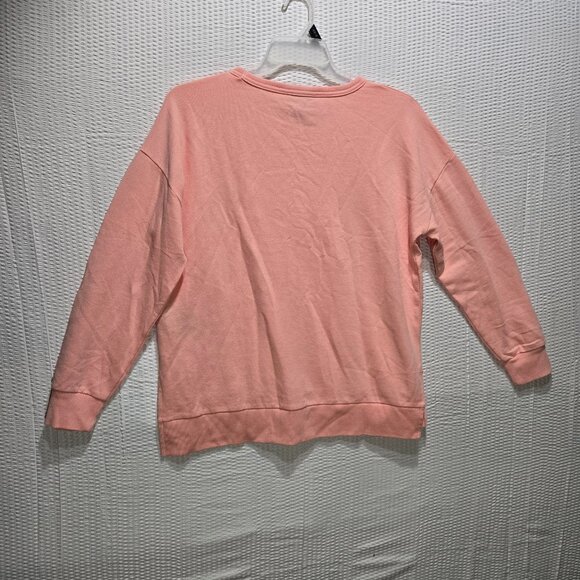 Buffalo David Bitton NWT Women's Coral Peach Crew Neck French Terry Sweatshirt - Picture 2 of 5